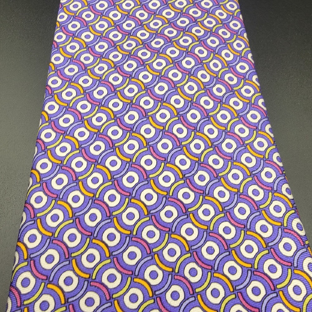 Robert Talbott Necktie Purple Geometric Circles‎ Silk Designer Men's Tie